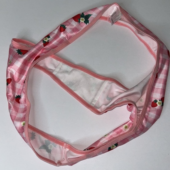 Strawberries Silky Satin‎ Stretchy Smooth High Waist Pink Sateen Thong Panty XXL - Picture 11 of 12